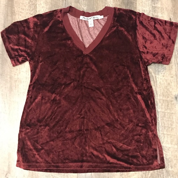 Micheal Stars Maroon Slouched Velvet Tee Sz Small - Picture 3 of 7